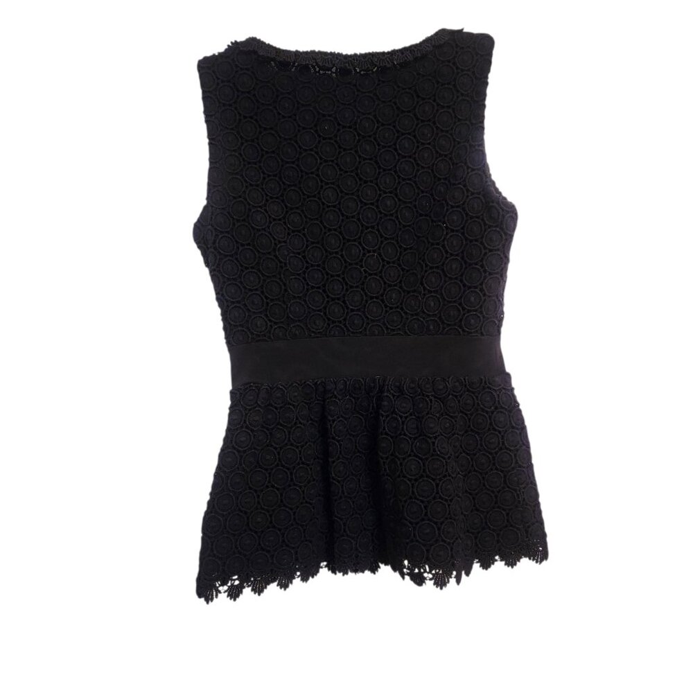 DIANE Von FURSTENBURG Tavita Black Lace Lined Peplum Top Size 0 - Picture 6 of 10